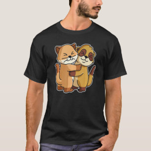 T-shirt Meerkat Et Chat Cute Animaux Pour Femmes Animal Hu