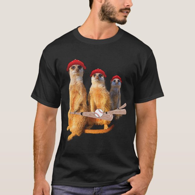 T-shirt Meerkat Gang Famille avec Casquette de baseball Ba (Devant)
