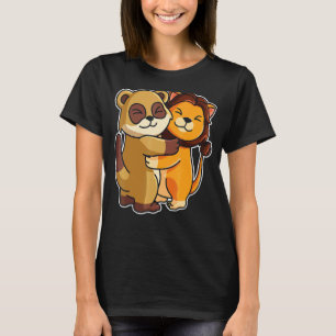T-shirt Meerkat & Lion Hug Cute Zoo Animaux Pour Femmes Cu