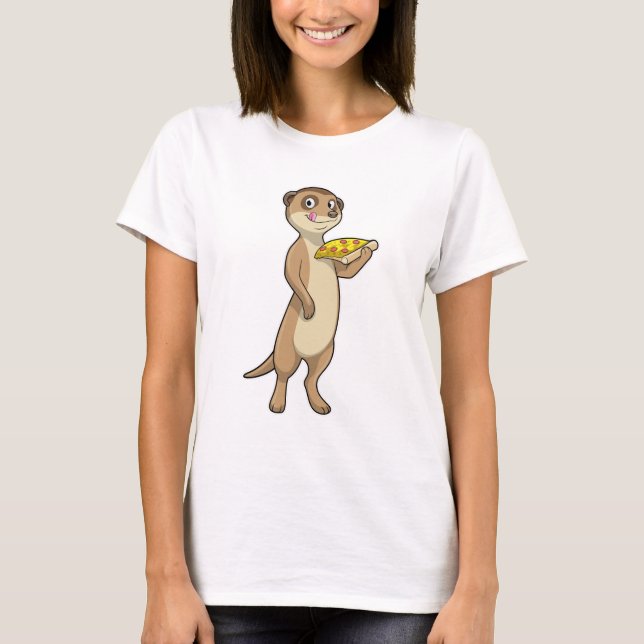 T-shirt Meerkat with pizza (Devant)