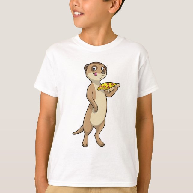 T-shirt Meerkat with pizza (Devant)