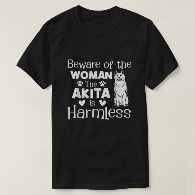 T-shirt Méfiez-Vous De La Femme L'Akita N'A Pas De Charme (Design devant)