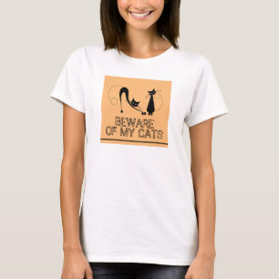 T-shirt Méfiez-vous de mes chats, Élégant chat noir