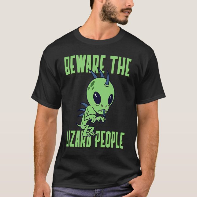 T-shirt Méfiez-vous des gens Lizard Sci Fi Illuminati Homm (Devant)