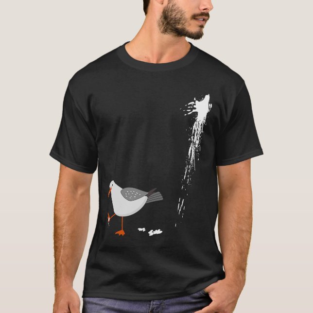 T-shirt Méfiez-vous Mouette Albatros Oiseau Crack Gull Bea (Devant)