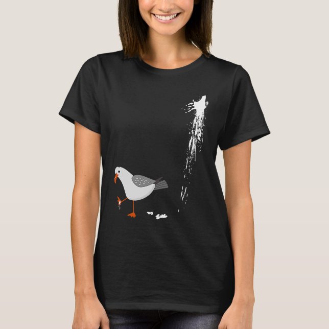 T-shirt Méfiez-vous Mouette Albatros Oiseau Crack Gull Bea (Devant)