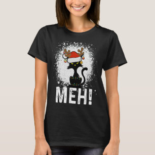 T-shirt Meh Chat noir Noël, Drôle Anti Chat de Noël