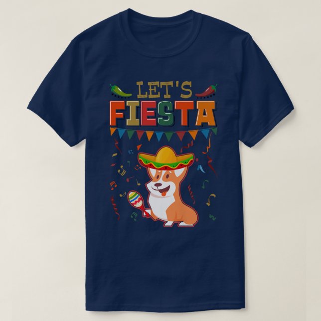 T-shirt Meican Cinco De Mayo Fiesta Fêtons Corgi  (Design devant)