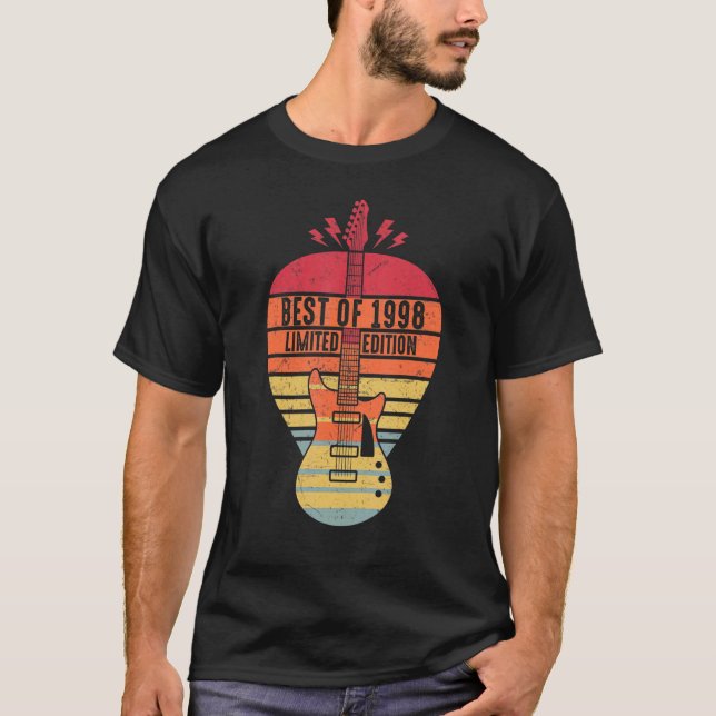 T-shirt Meilleur 24e anniversaire de 1998  Guitare (Devant)