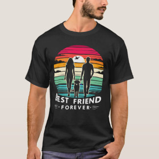 T-shirt Meilleur Ami pour toujours Retro Sunset Silhouette