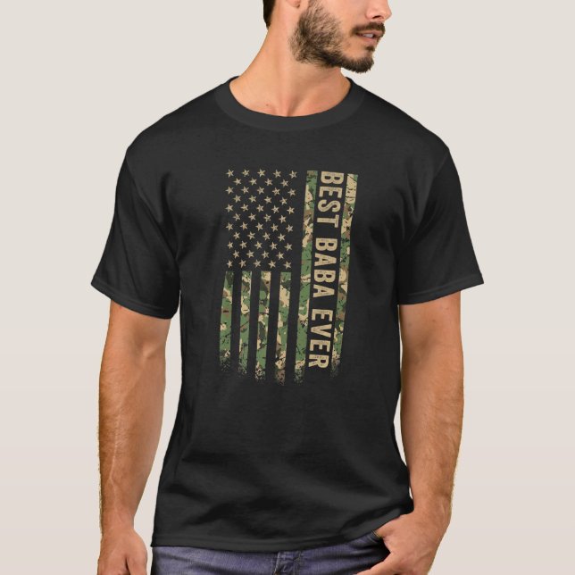 T-shirt Meilleur Baba jamais drapeau américain Camo Vétéri (Devant)