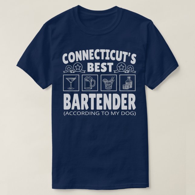 T-shirt Meilleur barman Connecticut (Design devant)