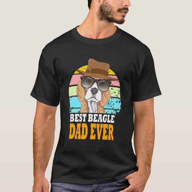 T-shirt Meilleur Beagle Papa Jamais Chiens Retro Lunettes  (Devant)