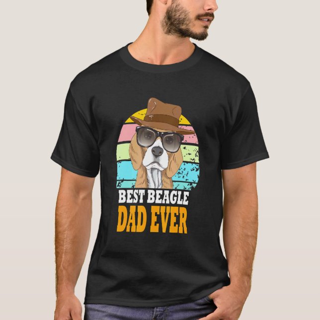 T-shirt Meilleur Beagle Papa Jamais Chiens Retro Lunettes  (Devant)