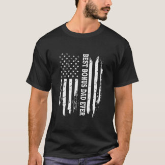 T-shirt Meilleur Bonus Papa Jamais American Flag Fête des 