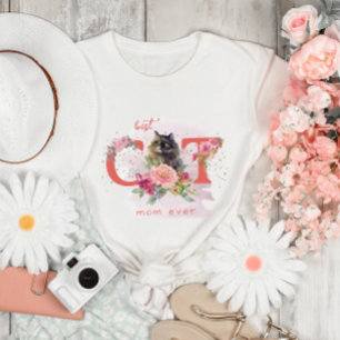 T-shirt Meilleur Chat Maman Ever Feu de Feu Kitten Joyeux 