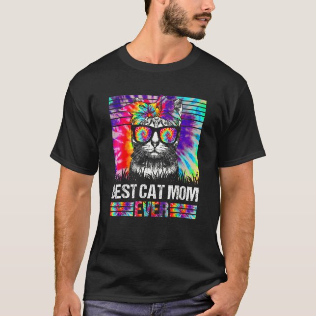 T-shirt Meilleur Chat Maman toujours Tie Dye Chat Fête de  (Devant)