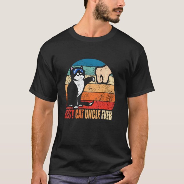 T-shirt Meilleur Chat Oncle Jamais Drôle Chat Lunettes de  (Devant)