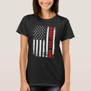 T-shirt Meilleur Chat Papa Jamais Drapeau Américain Fun Ch