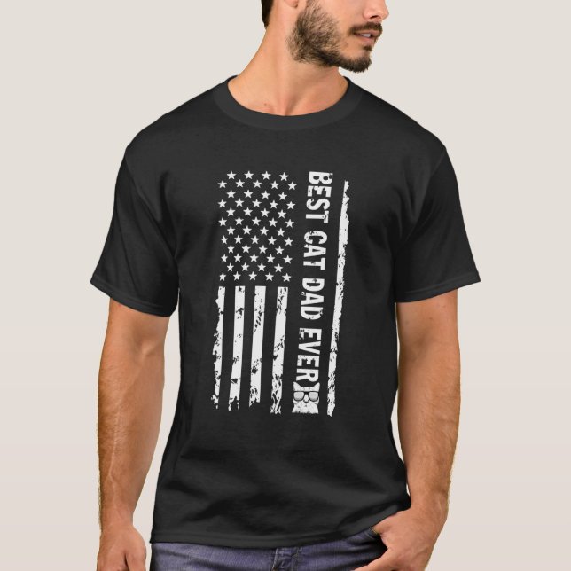 T-shirt Meilleur Chat Papa Jamais Nous Drapeau Américain P (Devant)