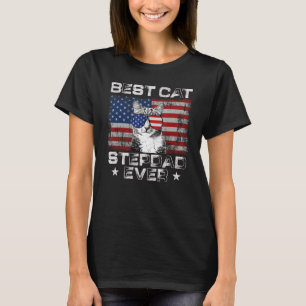 T-shirt Meilleur Chat Stepdad Jour Drapeau Américain Patri