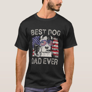 T-shirt Meilleur Chien Papa Jamais Pitbull Drapeau América