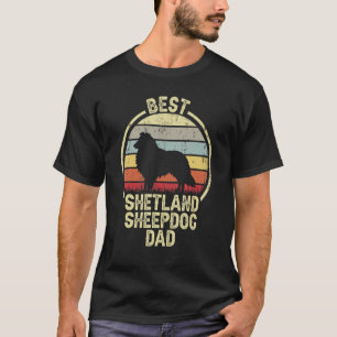 T-shirt Meilleur Chien Père Papa Vintage Sheltie Shetland 