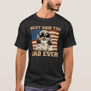T-shirt Meilleur Chih Tzu Papa Jamais Usa Drapeau Américai