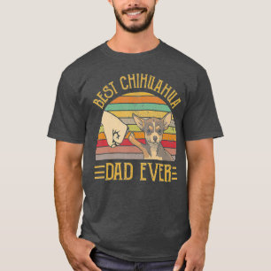 T-shirt Meilleur Chihuahua Papa Jamais Retro Vintage Sunse