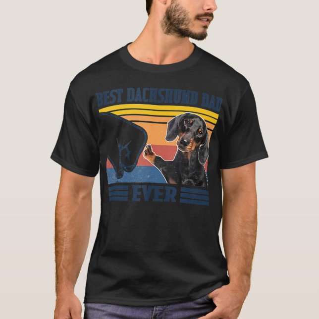 T-shirt Meilleur Dachshund Papa Jamais Drôle Amoureux Chie (Devant)