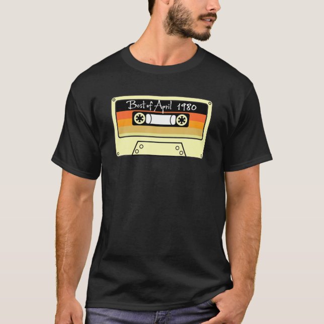 T-shirt Meilleur D'Avril 1980 Cadeau Cassette Mix Bande (Devant)