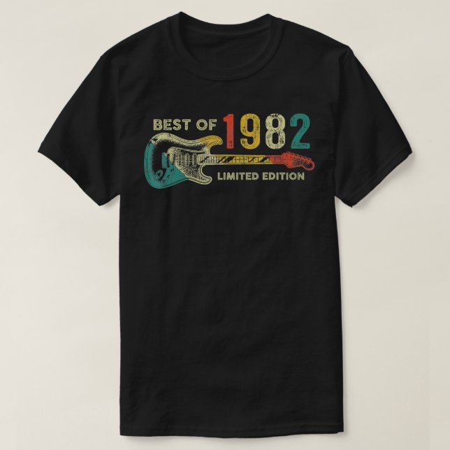 T-shirt Meilleur de 1982 Cadeaux Anniversaire Guitare Lect (Design devant)