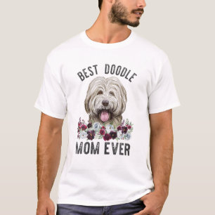 T-shirt Meilleur Doodle Maman Jamais Floral Chien Mama Bor
