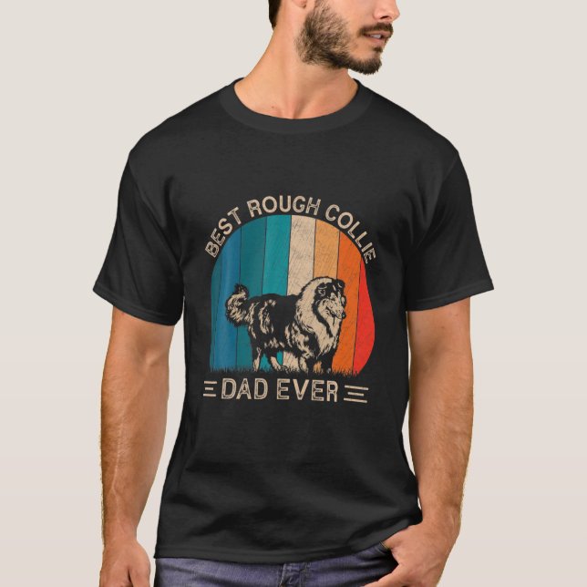 T-shirt Meilleur Dur Collie Chien Papa Jamais Retro Graphi (Devant)