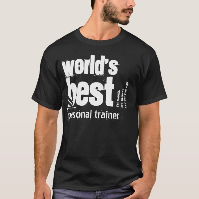T-shirt Meilleur formateur personnel du monde Nom personna (Devant)