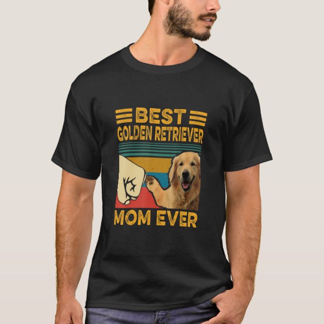 T-shirt Meilleur Golden Retriever Maman Jamais Retro Vinta (Devant)