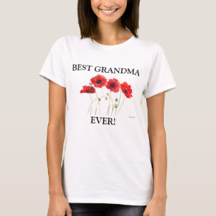 T-shirt Meilleur grand-mère Ever Poppies aquarelle rouge T