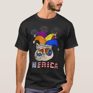 T-shirt Meilleur Grand-Père Chat Américain Drapeau Patriot
