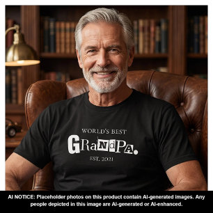 T-shirt Meilleur Grand-Père du Monde Année d'Établissement