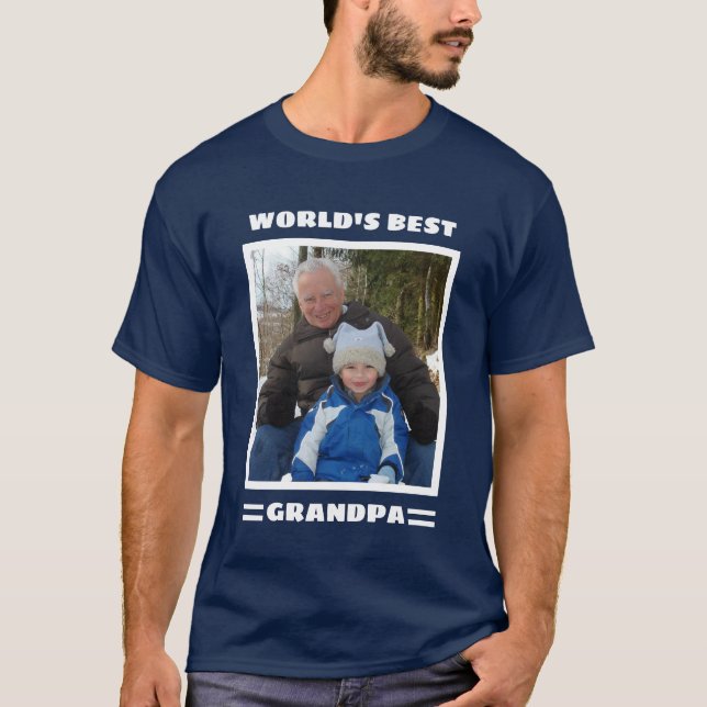 T-shirt Meilleur grand-père du monde Photo personnalisée (Devant)