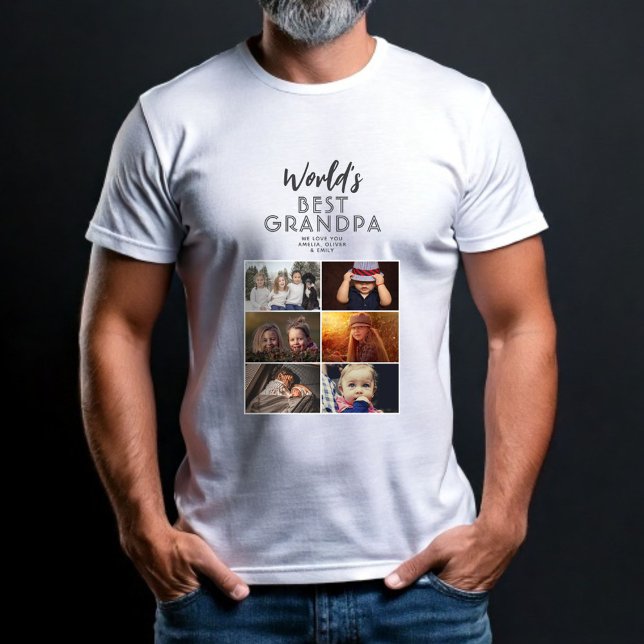 T-shirt Meilleur grand-père du monde sur mesure 6 photo Co (Créateur téléchargé)