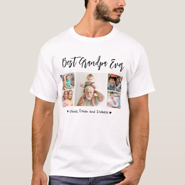 T-shirt Meilleur grand-père Ever petits-enfants 5 Photo Co (Devant)