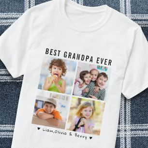 T-shirt Meilleur Grand-Père Ever Quatre Photo Keepsaké Cad