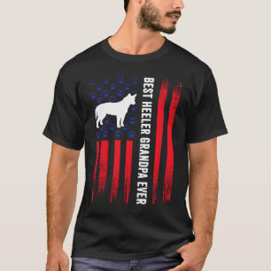T-shirt Meilleur Grand-Père Heeler Drapeau Américain Bouvi