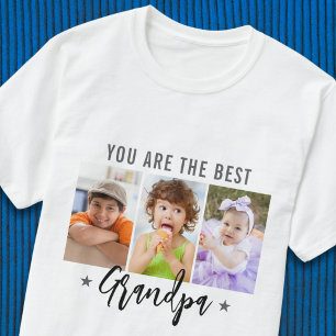 T-shirt Meilleur Grand-Père Trois photos cadeau personnali
