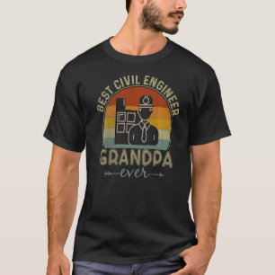 T-shirt Meilleur Grandpa ingénieur civil jamais rétro Grai