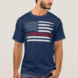 T-shirt meilleur jumeaux papa jamais drapeau américain 4 j