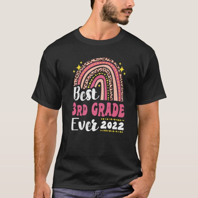 T-shirt Meilleur Leopard Arc-en-ciel rose de 3e année 2022 (Devant)