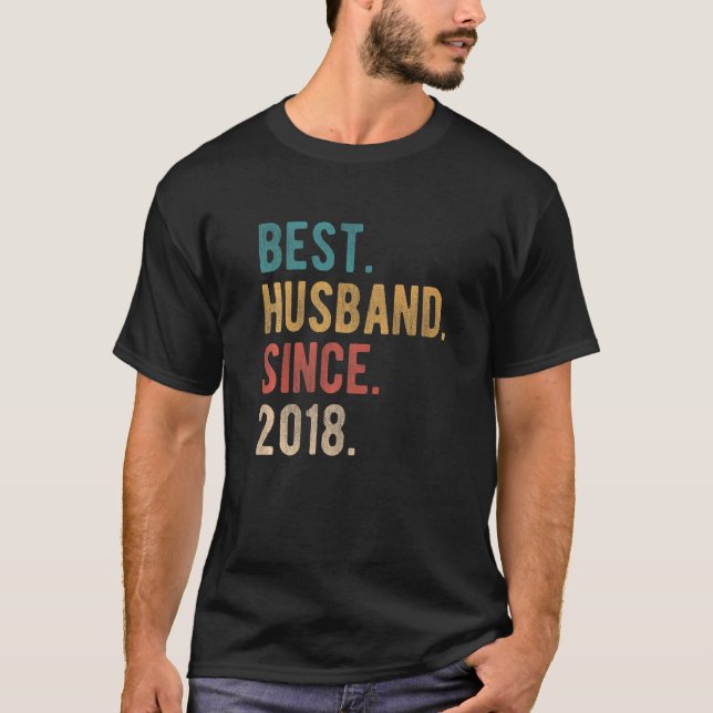 T-shirt Meilleur Mari Depuis 2018 4ème anniversaire Mariag (Devant)