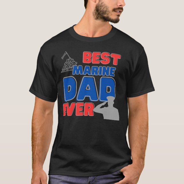 T-shirt Meilleur Marine Papa Jamais Chemise Fête des pères (Devant)